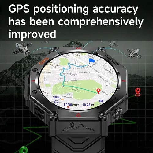 Vista 3 de Relojes inteligentes con GPS para hombre, altímetro militar, barómetro, brújula, llamadas Bluetooth, modos deportivos, linterna, reloj inteligente
