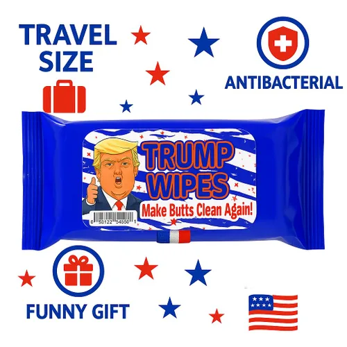 Vista 2 de Trump Wipes - Divertidas toallitas húmedas para adolescentes y adultos, fabricadas en Estados Unidos, tamaño de viaje