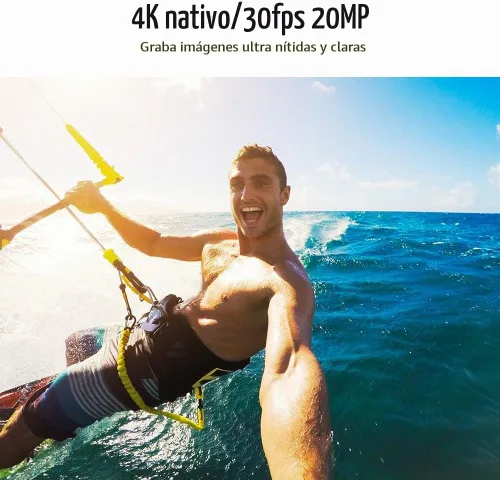 Vista 2 de AKASO V50 Pro Native 4K30fps 20MP Cámara de acción WiFi con pantalla táctil EIS, cámara impermeable resiste a 100 pies, cámara web con soporte