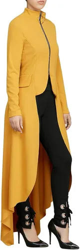 Vista 2 de SOMTHRON Vestido sexy con cuello alto abierto y cremallera para mujer manga larga blusa de fiesta vestido largo con dobladillo irregular