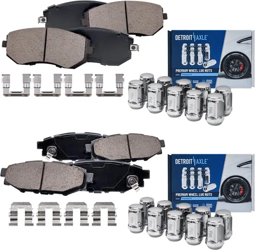 Vista 28 de Detroit Axle - Pastillas de freno para Ford F-150 99-03, 02 Lincoln Blackwood, Pastillas de freno de cerámica delanteras y traseras con repuesto