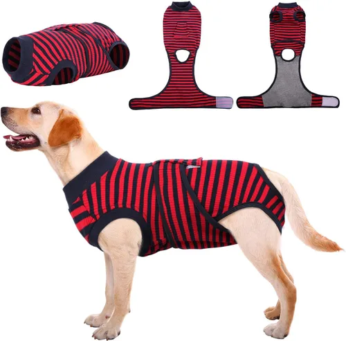 Vista 42 de Kuoser - Traje de recuperación posterior a la cirugía para perros y gatos, camisa profesional y vendaje de heridas abdominales, reemplaza collar