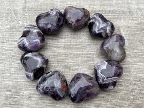 Vista 32 de Corazón hinchado de piedras preciosas al por mayor, corazones hinchados de piedras preciosas pulidas, piedra de palma de cristal, corazón de cristal