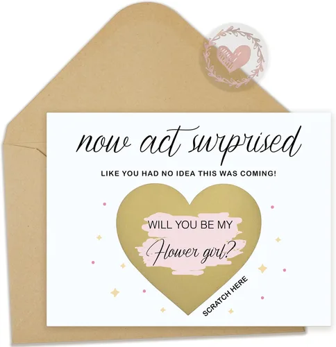Vista 9 de 10 tarjetas para raspar propuestas de dama de honor, 6 damas de honor, 1 dama de honor, 1 matrona de honor, 2 niñas de flores. Regalos únicos
