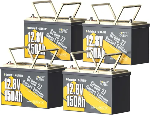 Vista 22 de Power Queen - Batería de litio LiFePO4 de 12 V 100 Ah para RV, marina, remolque Group 24, Bluetooth 5.0, Low-Temp Protection, 6000+ Deep Cycles