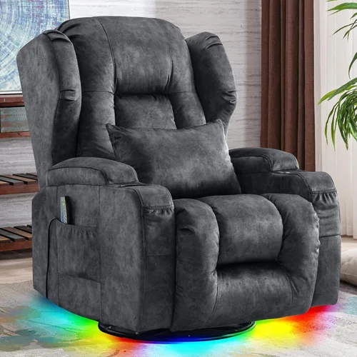 Vista 2 de DRMBOOK Sillas reclinables giratorias de doble motor con masaje y calor Gris