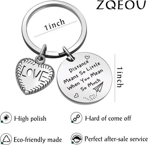 Vista 2 de ZQEOU Regalo de relación a larga distancia, llavero para novia, regalo para mejor amiga, regalo para esposa, regalo de esposo