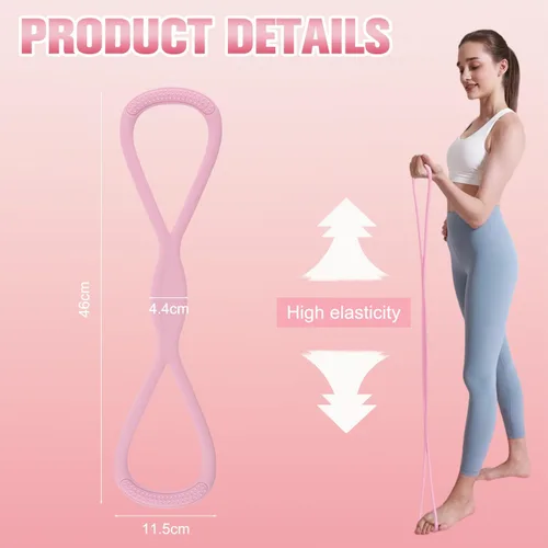 Vista 6 de Figura 8 Banda de resistencia para mujeres y hombres, banda de ejercicio con asas antideslizantes, equipo de fitness para gimnasio en casa