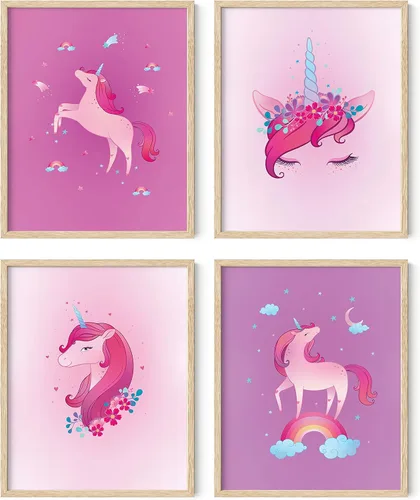 Vista 16 de Haus and Hues - Juego de 4 impresiones artísticas de animales para guardería, decoración de pared para niños y niñas, decoración de habitación