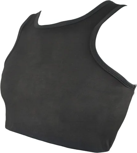 Vista 3 de BaronHong Tomboy Trans Lesbianas Pull On Cierre Pecho Carpeta Corta Tank Top Banda Elástica