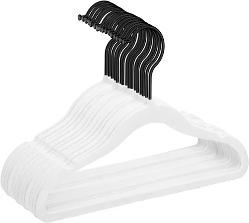 Vista 28 de MIZGI Perchas de terciopelo para bebé, perchas antideslizantes para niños y niños pequeños, perchas de 11.8 pulgadas para ropa de bebé, paquete