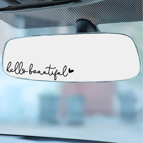 Vista 6 de 3 x Adhesivo de Espejo Retrovisor "Hello Beautiful", Vinilo para Espejo Retrovisor, Adhesivos para Espejo de Tocador, Accesorios para Coche