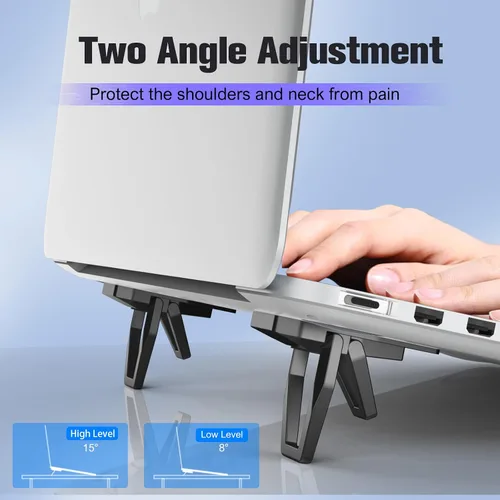 Vista 4 de Soporte de teclado de computadora de aleación de zinc para escritorio, elevador de teclado plegable con 2 ángulos ajustables, soporte invisible