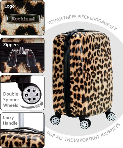 Vista 5 de Rockland - Equipaje Safari con carcasa rígida y ruedas, Leopard), F196-LEOPARD