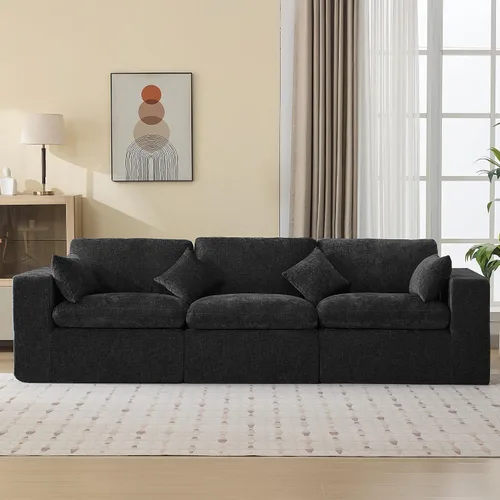 Vista 54 de WUTUTUEE Otomana Cloud de 33.5 pulgadas para sofá modular, cómodo reposapiés tapizado de felpilla con espuma viscoelástica, embalaje totalmente