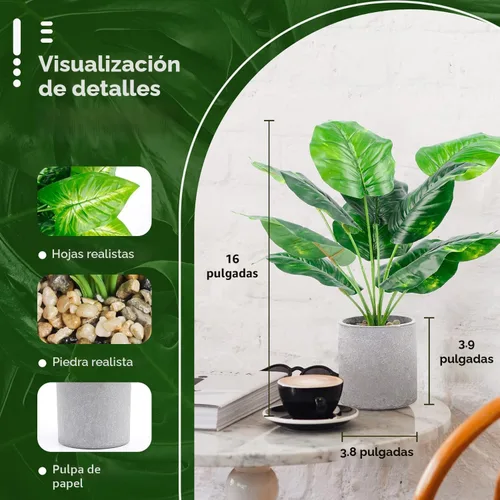 Vista 3 de Der Rose Paquete de 2 plantas falsas de interior de 16 pulgadas