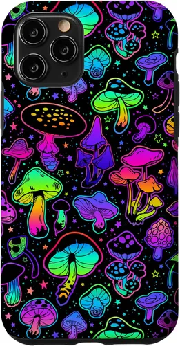 Vista 10 de Funda para iPhone 15 con diseño psicodélico de hongos mágicos hippie