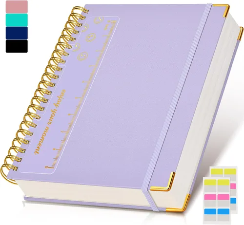 Vista 19 de Cuaderno Diario de Espiral 8.5" x 11", 300 Páginas de Tapa Dura con Forro de Cuero para Mujeres y Hombres, Cuadernos A4 Grandes con Rayas