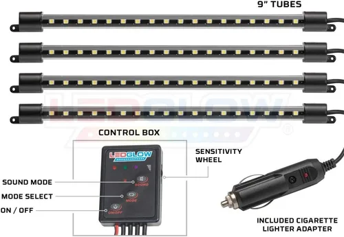 Vista 2 de LEDglow, Kit de 4 Piezas de Iluminación LED para Debajo del Tablero, Color Único Azul