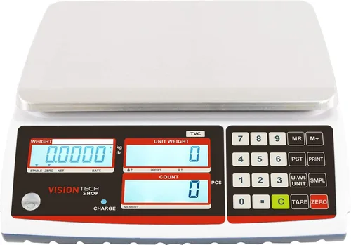 Vista 3 de VisionTechShop TVC-6 Báscula de conteo para piezas y monedas, Lb/Kg conmutable, capacidad de 6 libras, legibilidad de 0.0002 libras