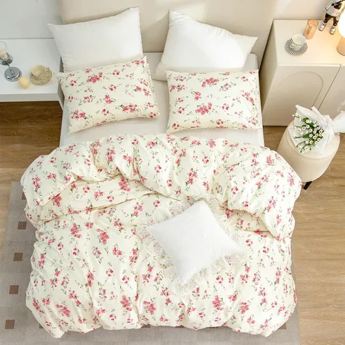 Vista 6 de Jane yre Juego de funda de edredón tamaño Queen floral, microfibra cepillada de 3 piezas, estilo jardín, patrón floral, con cierre de cremallera
