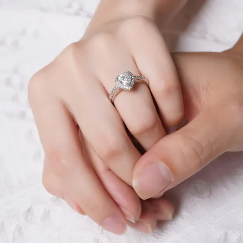Vista 6 de Atylyk Anillo de compromiso ajustable de moissanita de 1 quilate de plata de ley 925, anillos solitarios para mujer