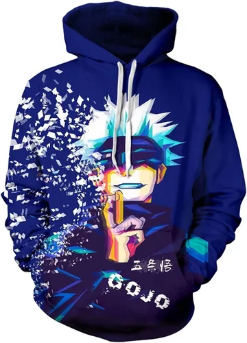 Vista 5 de Gojo Satoru - Sudadera con capucha para disfraz de cosplay, suéter 3D novedoso con capucha para hombres y mujeres