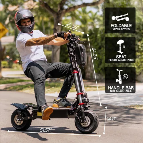 Vista 2 de Electric Scooter Adult K8 6000w Dual Motor, Max Speed 50MPH Range 70 Miles, 12 Inch Street Tires Commuter Dual Suspension E-Scooter with Seat and