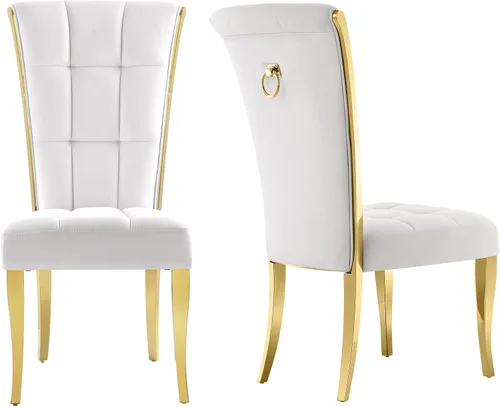 Vista 19 de ACEDÉCOR Sillas de comedor modernas de terciopelo negro y dorado, juego