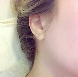 Vista 2 de Aretes Huggie de oro amarillo o blanco real de 14 quilates de 0.059in de grosor (0.315 x 0.315in), Oro de 14 quilates, no conocido