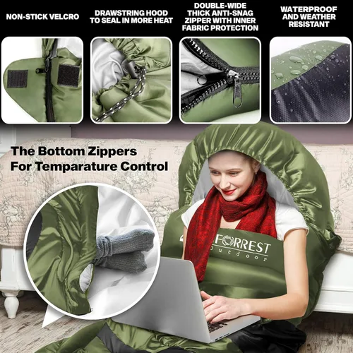 Vista 2 de IFORREST Sleeping Bag - Single-Person Cold Weather Camping Bed for Adults and Teens - 33/40in - Extra-Wide & Warm