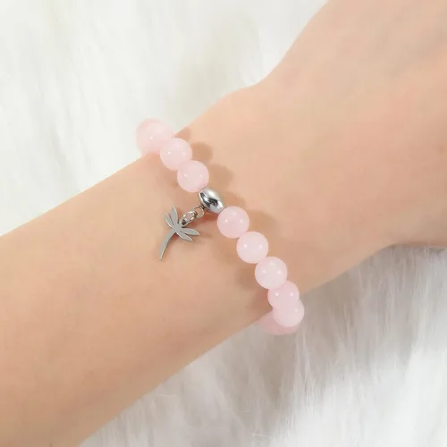Vista 4 de Regalos para mujeres, pulseras de libélula, colibrí, mariquita, perezoso, 0.315 pulgadas, piedra natural, curativa, pulseras de relajación