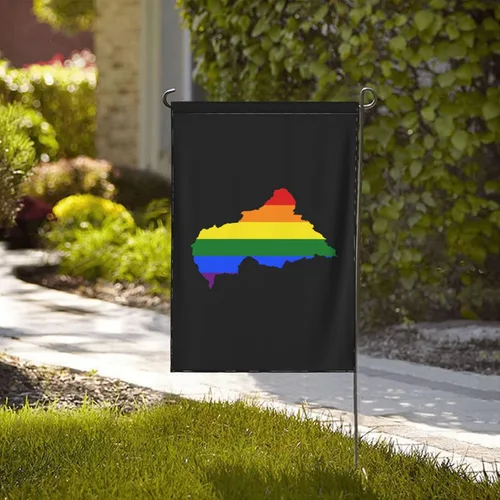 Vista 2 de LGBT Flag Map Of The Central African Republic Garden Flag 28"x40" Inch Double Sided Garden Flags Home Lawn Outdoor Decor Flags Party Banner Welcome
