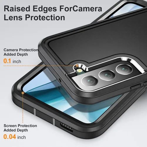 Vista 5 de Funda para Samsung Galaxy S22 Plus con función atril de 3 capas de grado militar, funda protectora de silicona resistente a prueba de golpes
