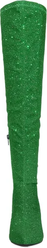 Vista 2 de Allegra K Botas altas con punta puntiaguda y purpurina para mujer