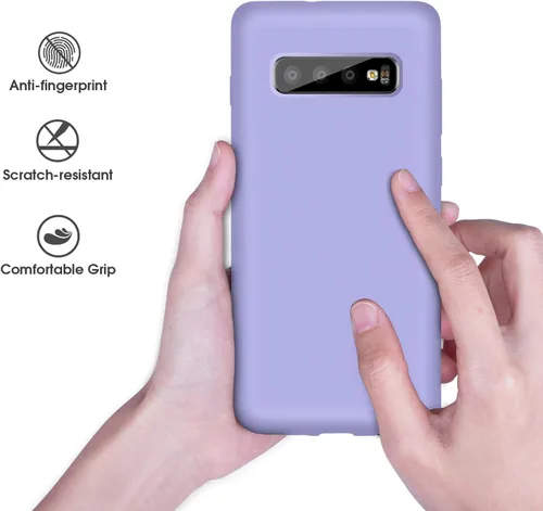Vista 4 de Funda compatible con Galaxy S10, forro de tela de microfibra de silicona líquida, cubierta de cuerpo completo con protección de pantalla y cámara