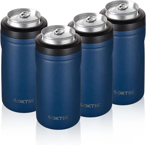 Vista 26 de COKTIK 4 en 1 enfriador de latas aislado, enfriador de latas delgadas de doble pared para latas de 12 oz regulares o delgadas y botellas de cerveza