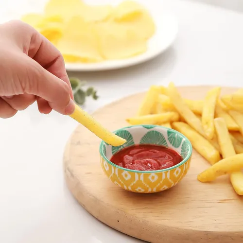 Vista 6 de Selamica Juego de cuencos de cerámica para salsa de soja pequeños, tazón de inmersión de 3 pulgadas, plato de salsa de soja de 2.7 oz, tazón mini