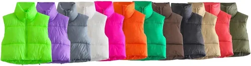Vista 7 de KEOMUD - Chaleco corto acolchado de invierno para mujer, ligero, sin mangas, cálido, con relleno para exteriores