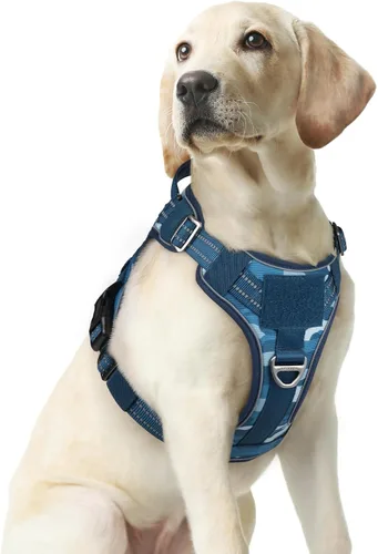 Vista 46 de rabbitgoo - Arnés para perros pequeño sin tirones, chaleco táctico de servicio con Molle y asa de control, arnés militar ajustable y reflectante