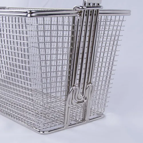 Vista 8 de Hakka - Paquete de 4 cestas comerciales para freidoras, 13.25 x 6.5 x 6 pulgadas con mango antideslizante, resistente niquelado para restaurantes