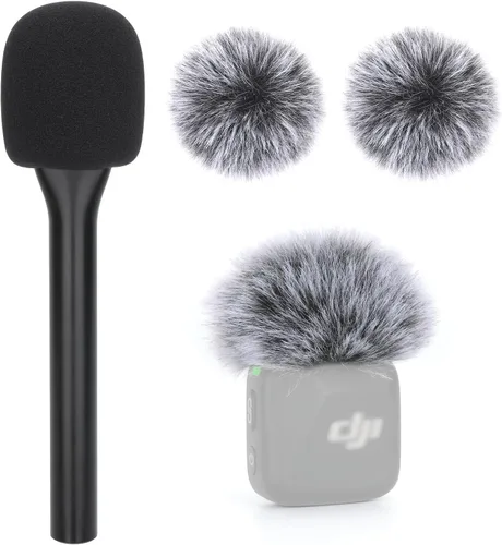 Vista 15 de YOUSHARES Soporte de micrófono de entrevista de mano compatible con DJI Mic 3, riel deslizante magnético de hierro, micrófonos inalámbricos Negro