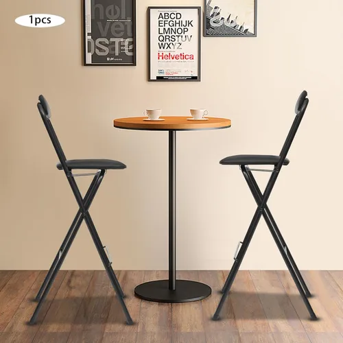 Vista 9 de Silla plegable con respaldo, taburete plegable de 41.3 pulgadas de alto, taburete de bar plegable portátil, asiento de altura de mostrador