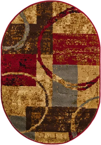 Vista 3 de Unique Loom Barista Collection - Alfombra de área Kouillou (2' 2" x 3' 1" ovalada, multi/marrón)