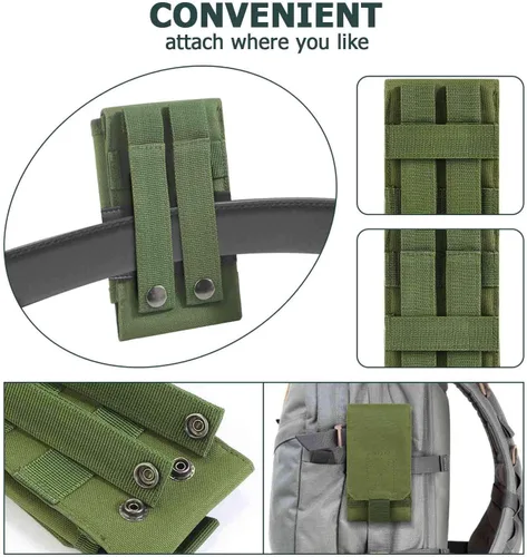Vista 3 de Funda táctica para cinturón para teléfonos de hasta 6.5 pulgadas con compatibilidad MOLLE