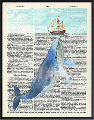 Vista 9 de Arte de Pared con Diccionario Náutico de Ballena - Foto de 8x10, Imagen - Océano, Mar, Playa, Decoración del Hogar, Decoración Shabby Chic - Regalo