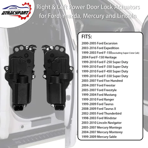 Vista 3 de Kit de actuadores de cerradura de puerta eléctrica para lado izquierdo y derecho para Ford F150 F250 F350 F450 Excursion Expedition Mustang y más