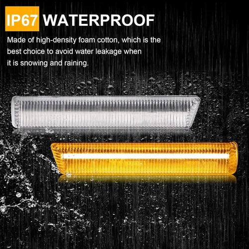 Vista 4 de Luces de Señal de Giro LED Secuenciales de Repuesto para 7 Series E38 1995-2001, 3 Series E46 M3 2001-2006, Lente Transparente Frontal Ámbar