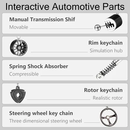 Vista 3 de Tallew Juego de 5 llaveros de automóvil para hombres, llaveros de metal geniales para entusiastas del automóvil, regalos para mujeres y hombres