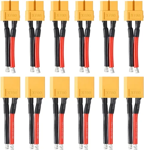 Vista 9 de 6 pares de conectores de enchufe en T hembra macho 12AWG 2.165 in cable de extensión compatible con RC Lipo Cable de batería Drone Car Boat Conexión